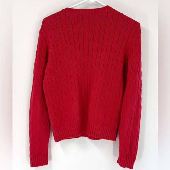 Ralph Lauren Classic Women’s Cable-Knit Pullover Crewneck Sweater Vibrant Red, L - Picture 8 of 15